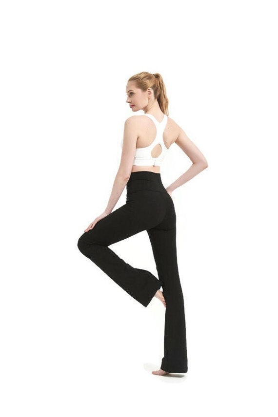 High Waisted Yoga Pants Cotton Yoga Pants Bootcut Pants Flare Pants for  Tall Flare Spandex Leggings 3236 Long Inseam Pants 