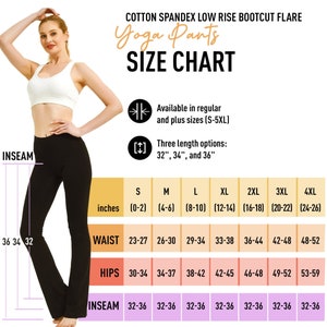 Women cotton low rise bootcut yoga pants flare wide leg leggings casual pants flare bottom fitness pants 28 36 inseam petites and tall image 3