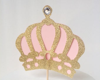 Gold Glitter & Royal Blue Crown Cake Topper: 6-8 Inch Cakes - Etsy