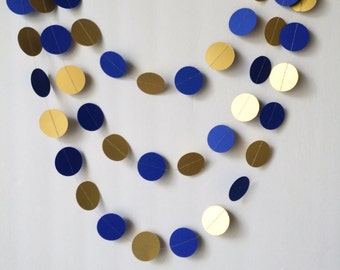 Royal Blue & Gold Garland - 1 1/2" Circle - 10ft Garland - Royal Prince Birthday - Ready To Ship