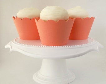 Coral Cupcake Wrappers: Standard Size, Set of 12