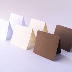 3&quot; x 3&quot; Mini Note Cards - Set of 12 - Blank Folded Note Cards- White, Ivory, or Kraft - Ready to ship