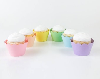 12 Pastel Rainbow Cupcake Wrappers | Standard Sized | Unicorn Rainbow, Easter, Spring, Pastel Cupcake Wrappers | Set of 12 - Ready To Ship