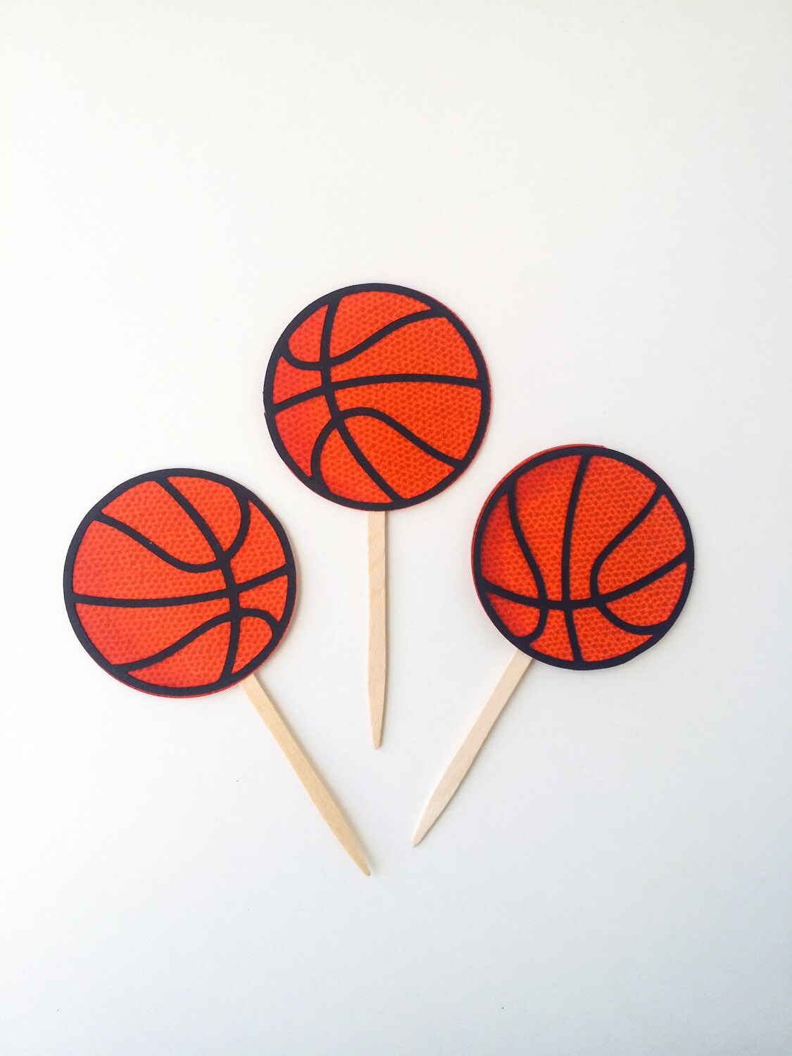 Basketball Cupcake Toppers Set of 12 Sports Cupcake Etsy