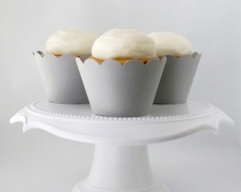 Light Gray Cupcake Wrappers: Standard Size, Set of 12