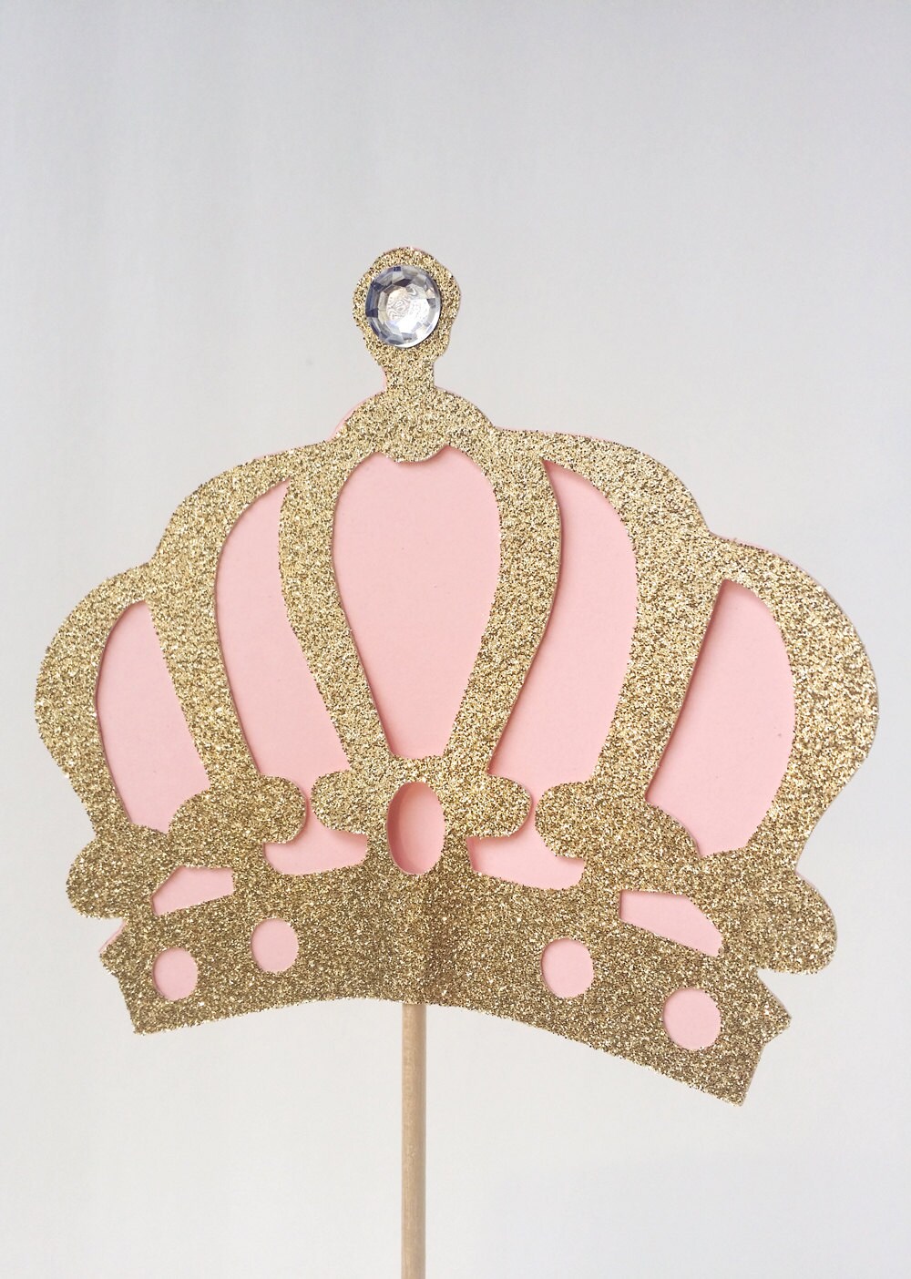 Light Pink & Gold Glitter Crown Cake Topper Fits 6to | Etsy