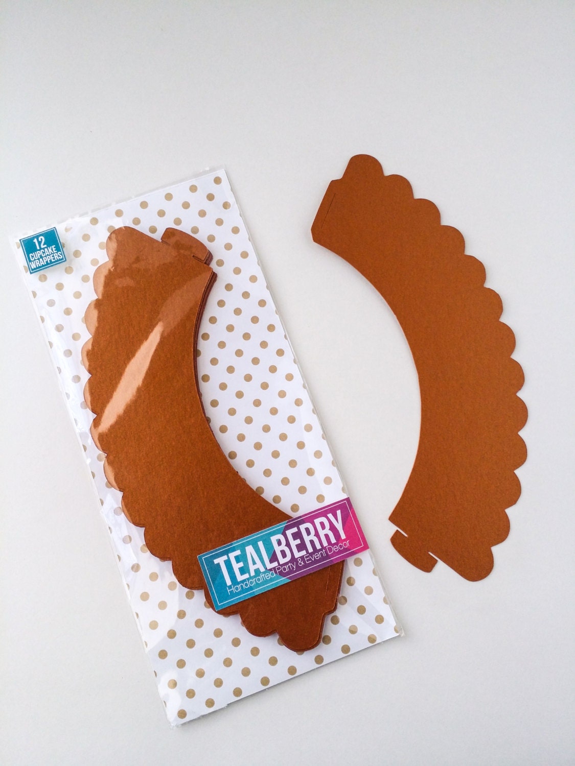 12 Metallic Copper Cupcake Wrappers Standard Sized Copper Etsy