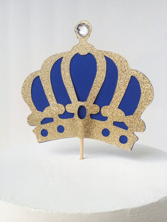 Gold Glitter & Royal Blue Crown Cake Topper Fits 6 to 8 Size Cakes Crown  Cake Pick Crown Cake Topper Ready to Ship 