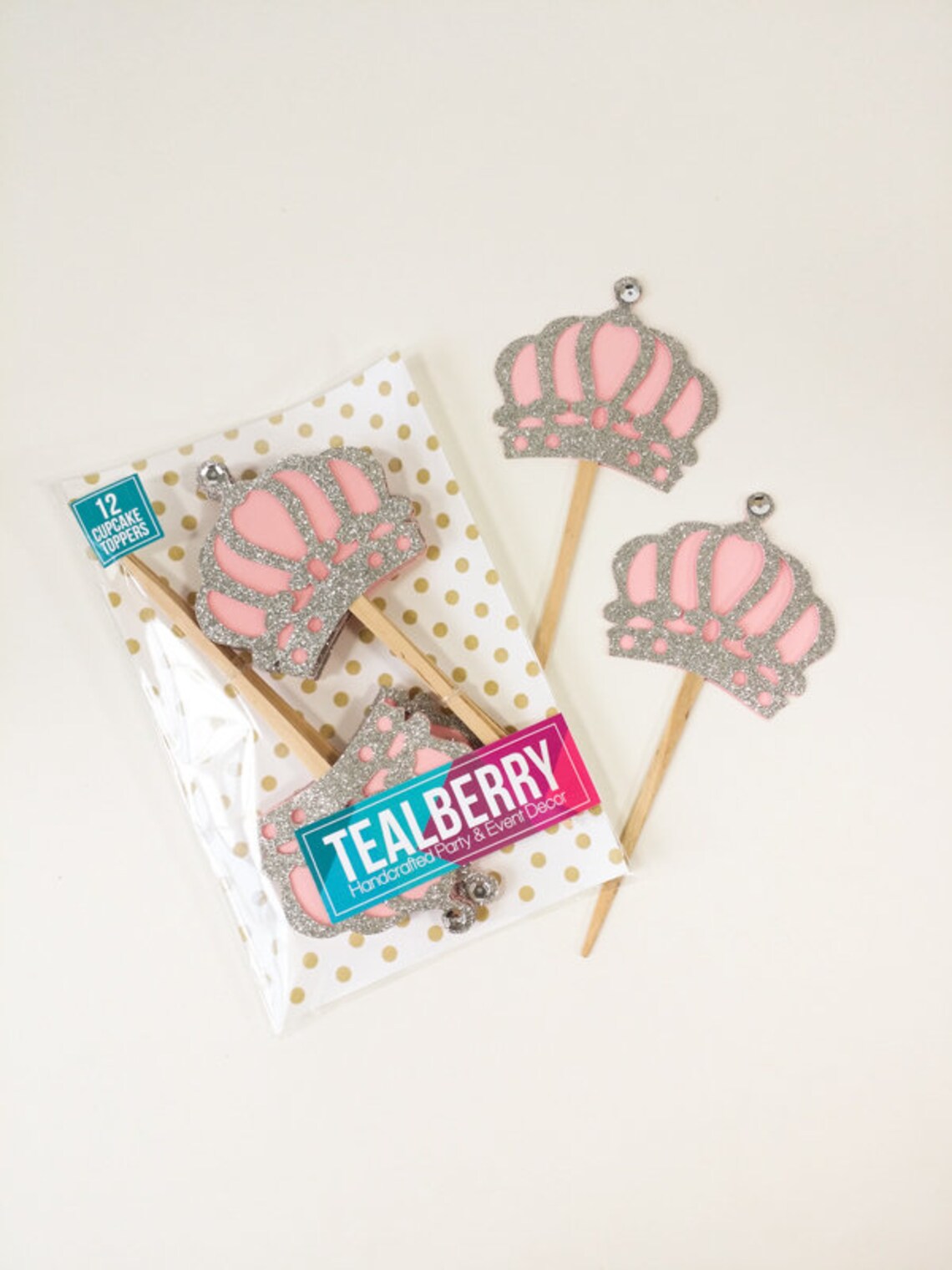 12 Princess Crown Cupcake Toppers Silver Glitter & Light Etsy