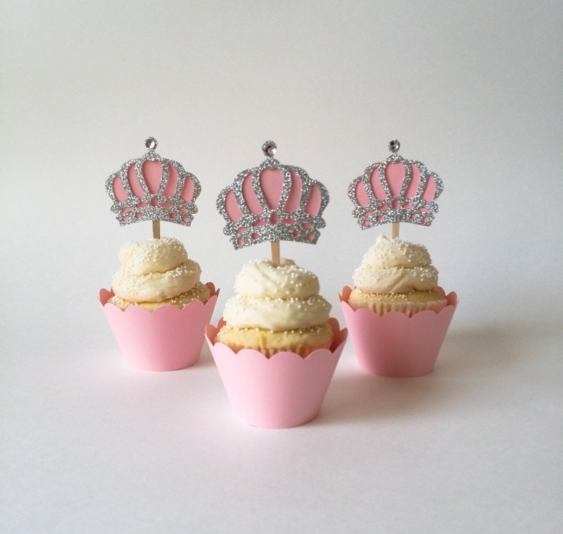 6 piezas de decoración para tartas de corona de princesa, cupcakes, corona  de diamantes de imitación