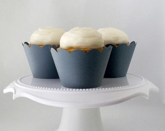 Gray Cupcake Wrappers: Standard Size, Set of 12