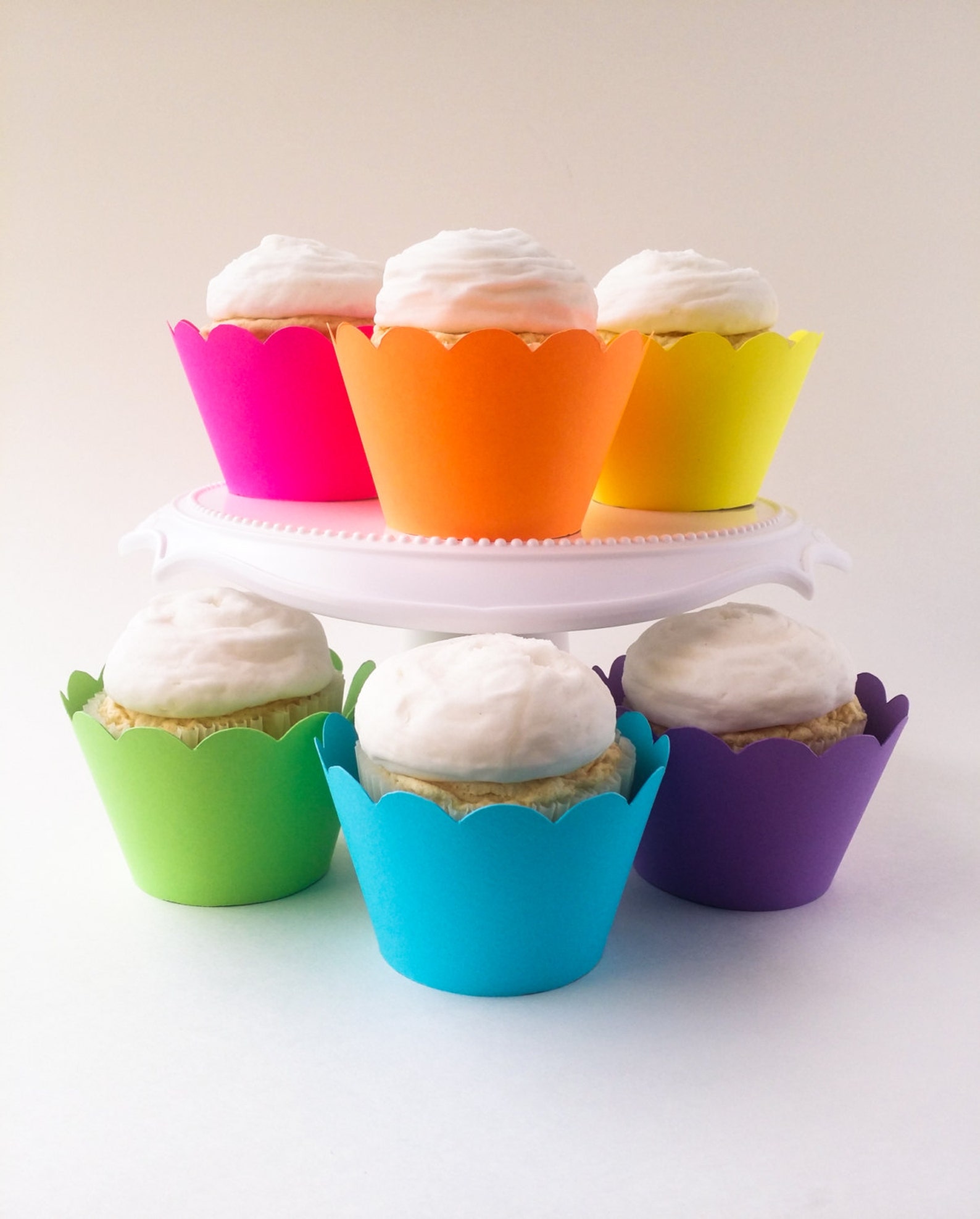 12 Neon Rainbow Cupcake Wrappers Standard Size Neon Etsy