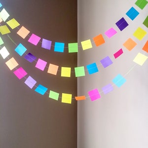 10 ft. Neon Rainbow Paper Garland 1.5 Squares 10 foot Garland Ready To Ship image 7