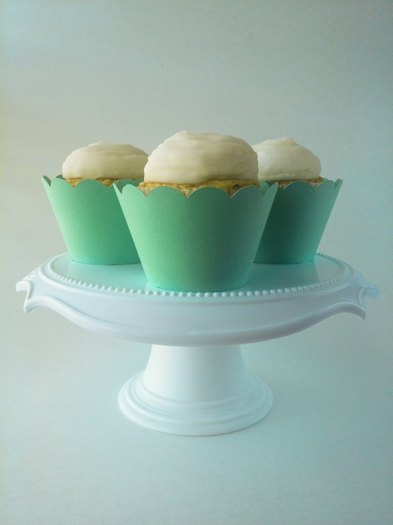Spring Wedding CLEARANCE Spring Baby Shower Ready To Ship Summer Wedding 12 Jade Green Cupcake Wrappers \u2013 Standard Sized Set of 12