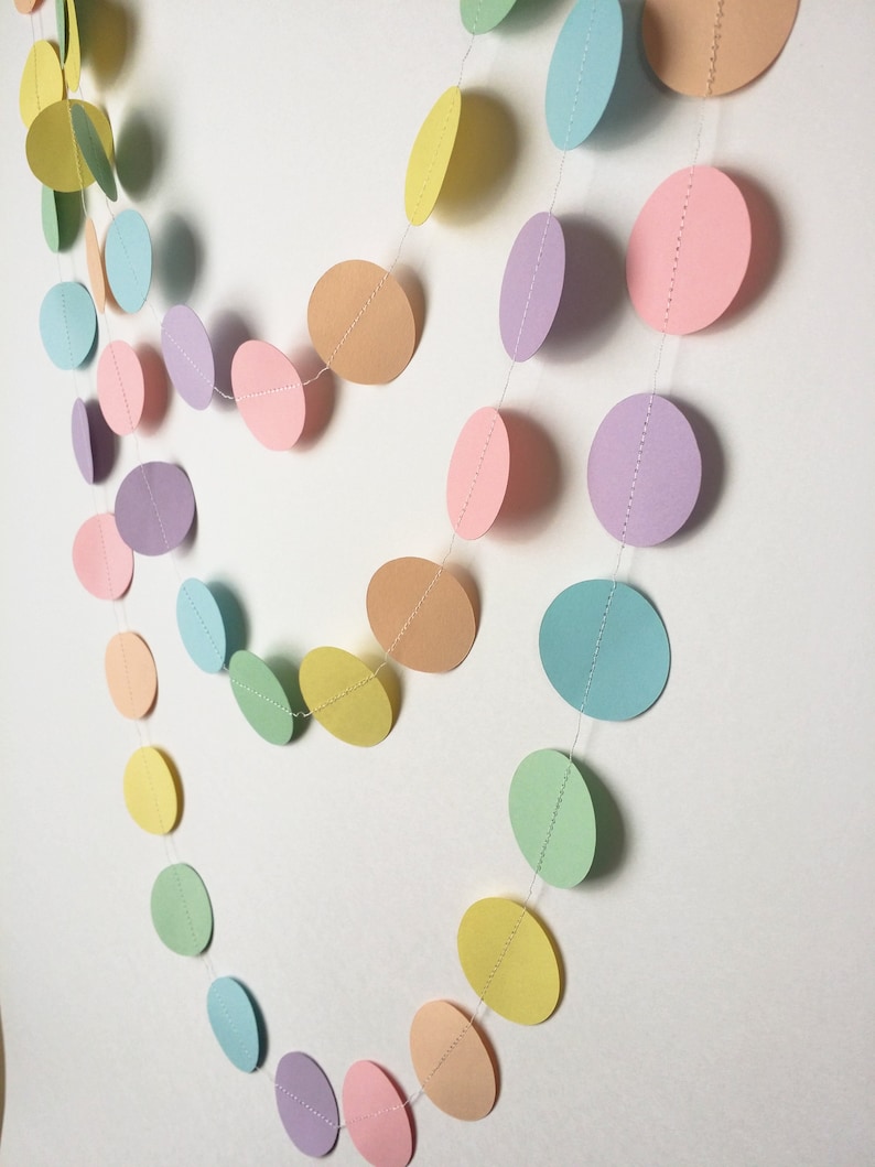 10ft. Pastel Rainbow Paper Garland 1.5 Circles Etsy