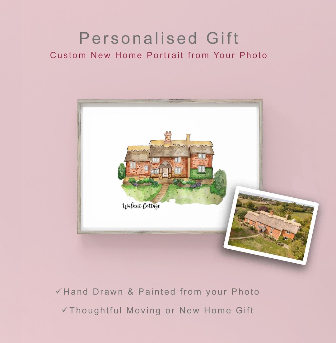 Personalised New Home Gift – Custom House Portrait From Photo | First ...