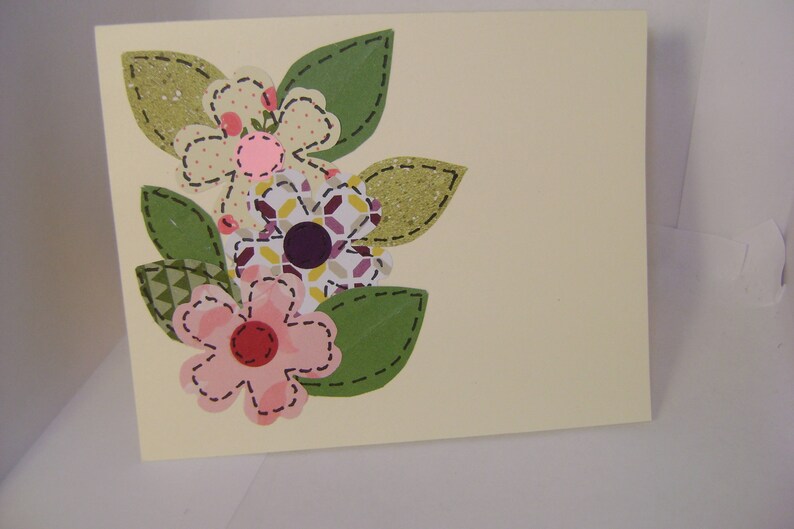 8 Patchwork Flower Note Cards/ Personalized Floral Cards/handmade