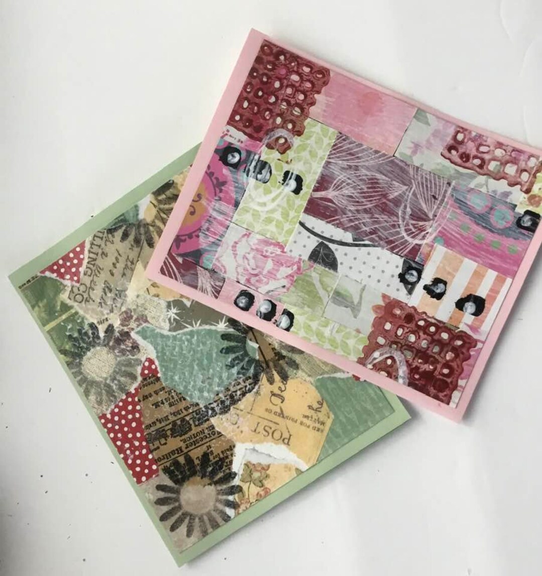Handmade Abstract Collage Notecards: Unique Art Card Set - Etsy