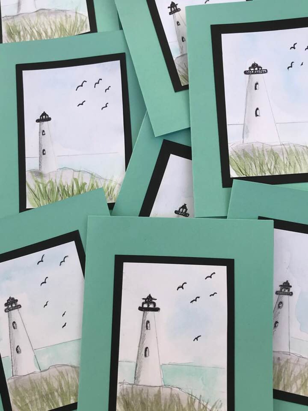 5 Handmade Lighthouse Note Cards Stationery/ Lighthouse Notecards
