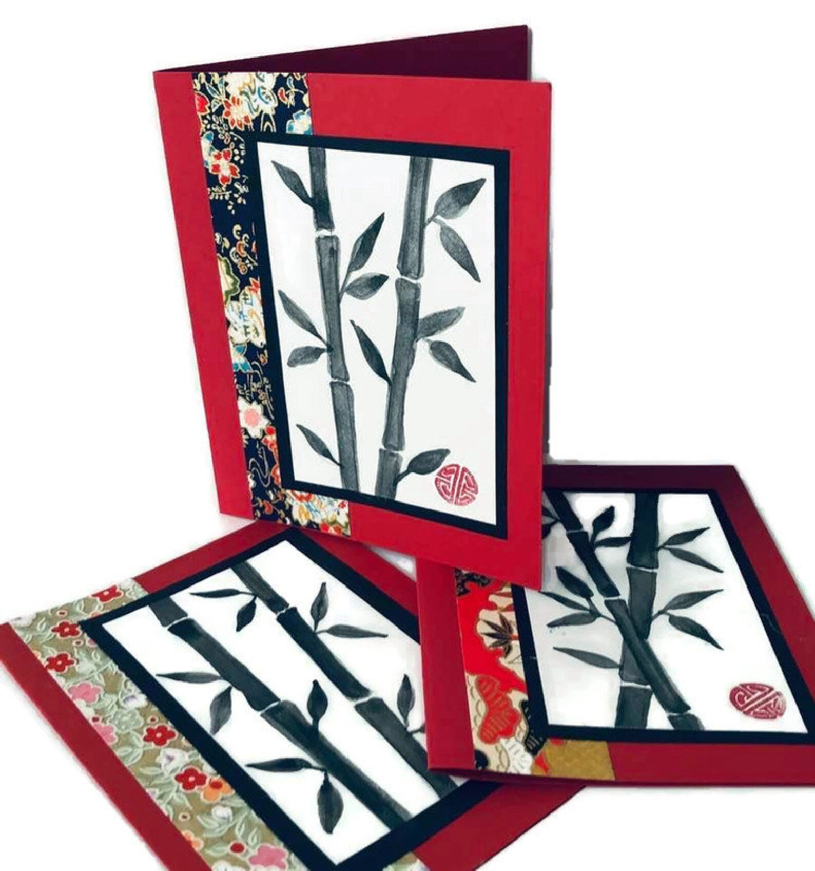 6 Bamboo Handmade Japanese Note Cards/ Asian Stationery Set / Etsy