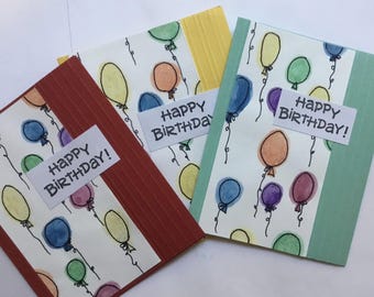 Hand-Painted Balloon Birthday Cards: Set of 5