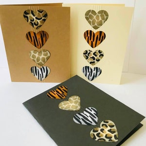 6 Handmade African  note cards/ Afrocentric cards/Animal print note cards/tiger print cards/zebra print /tiger print/