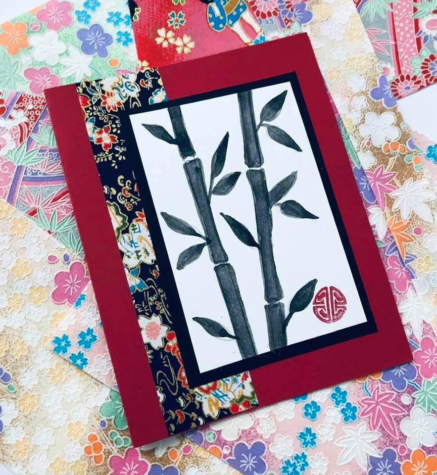 6 Bamboo Handmade Japanese Note Cards/ Asian Stationery Set / Etsy