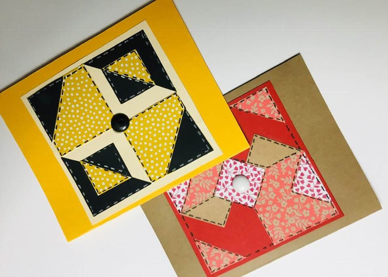 5 Handmade Quilt Pattern Block Card /quilt Card/ Quilt Note Card
