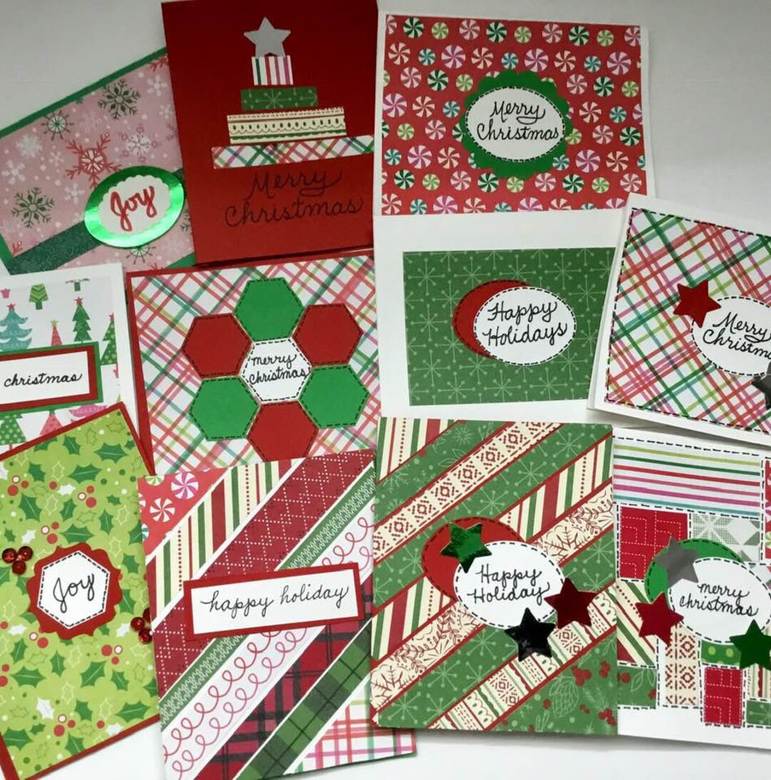 6 Handmade Assorted Christmas Cards/ Christmas Note Cards/ Etsy