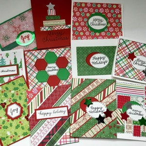 6 Handmade Assorted  Christmas Cards/ Christmas note cards/ Holiday cards/ Quilt pattern Christmas cards/ Ugly  Sweater Christmas Cards