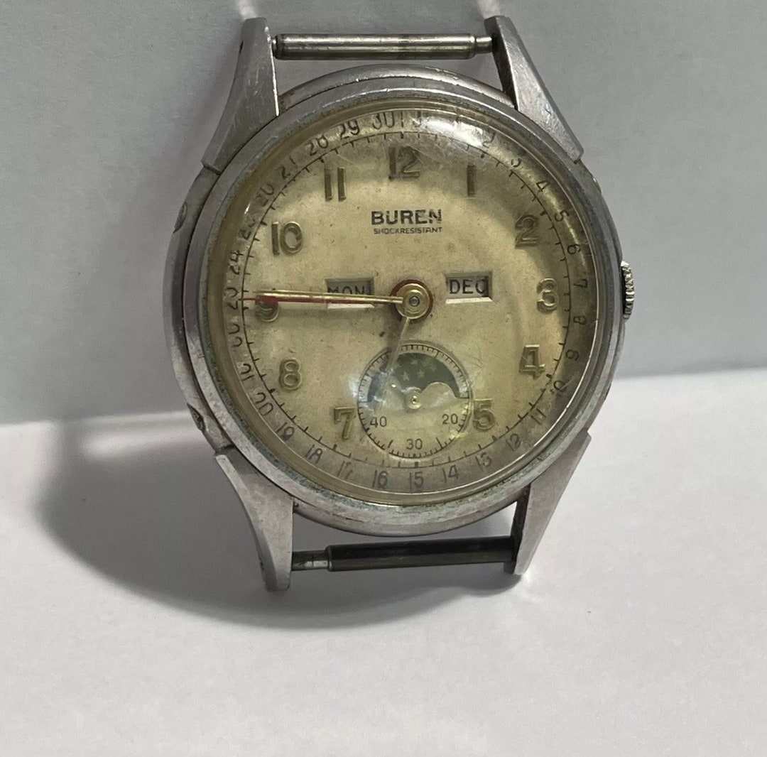 BUREN GRAND PRIX 腕時計　ジャンク Buren Grand Prix Moonphase Triple Calendar Watch for Restoration