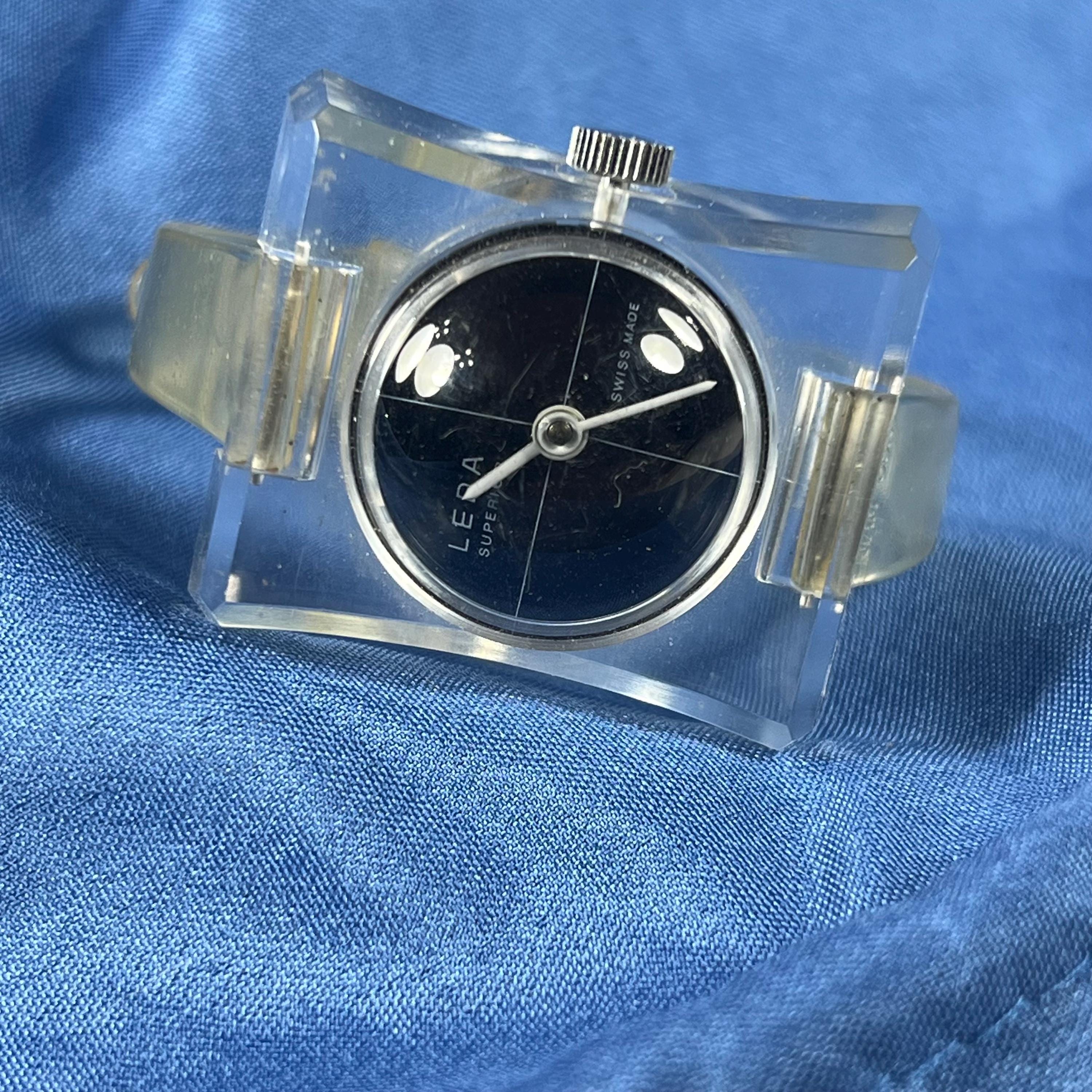 Vintage lucite bubble watch Vintage Swiss Made Lucite Watch by Lucerne – Dovetail main image 4