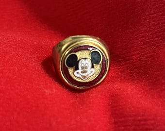 Vintage Adjustable Mickey Mouse Gold Tone Ring Made in Japan