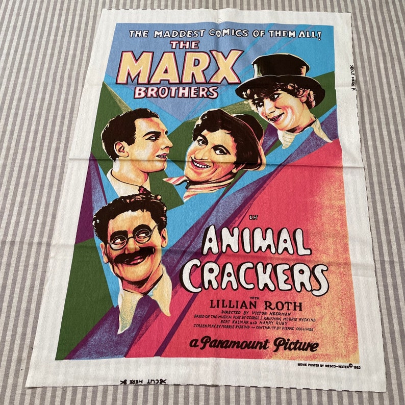 Marx Brothers Animal Crackers Wescoreltex MOVIE POSTER 1982 Fabric