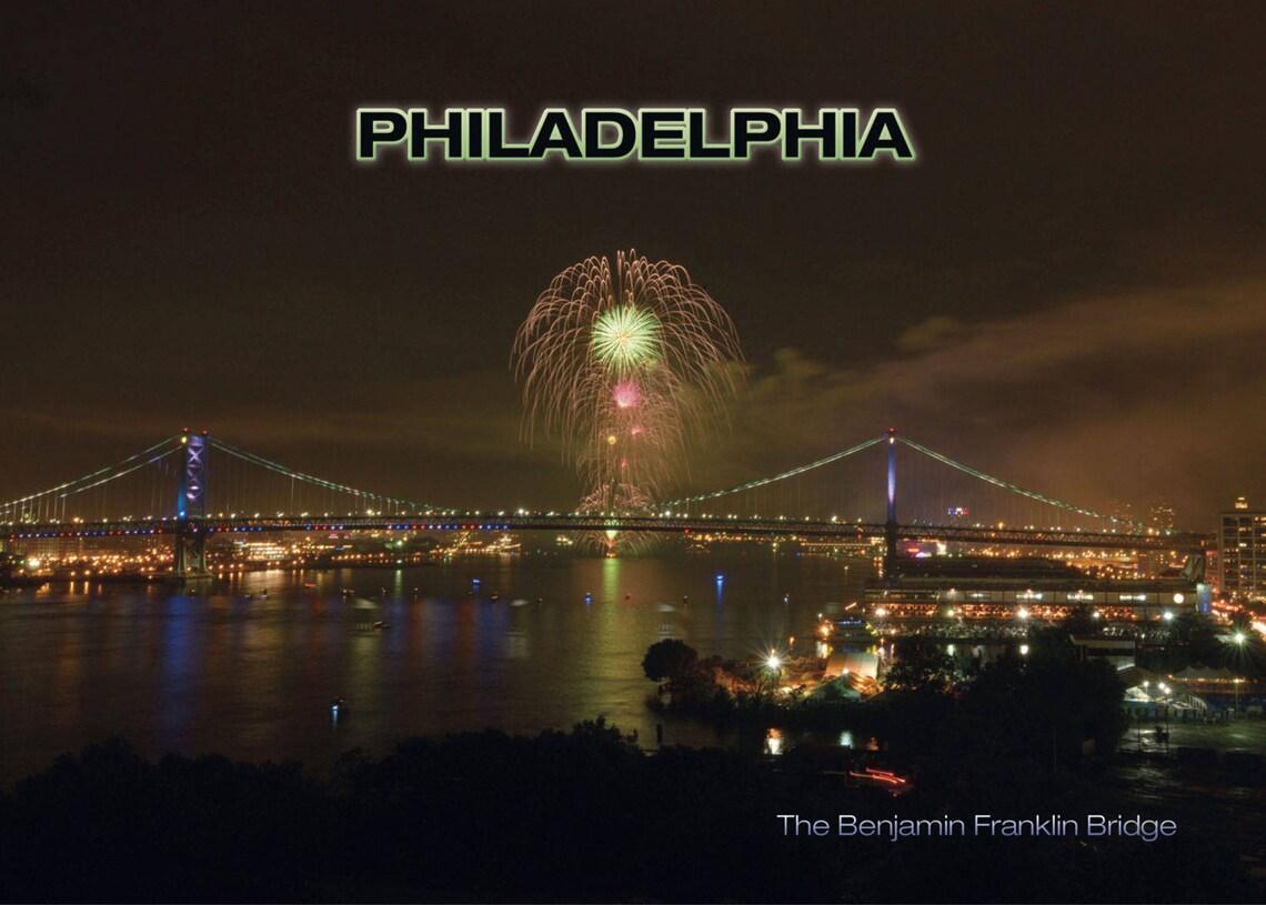 Philadelphia PA 4th of July Fireworks Benjamin Franklin Bridge Etsy