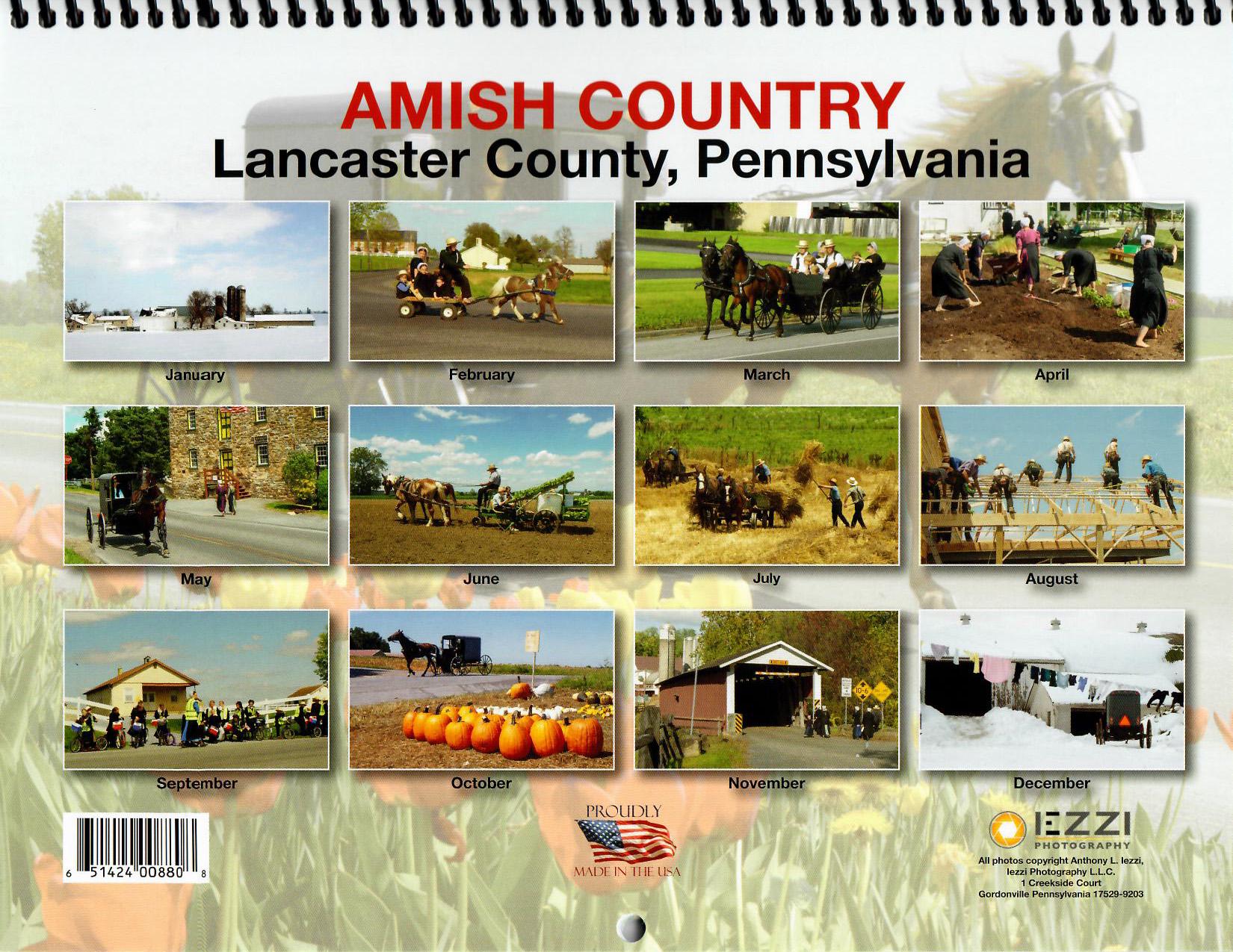 2026 AMISH Country Calendar Lancaster County Pennsylvania, Intercourse