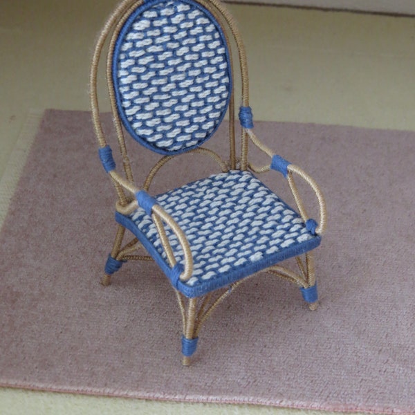Dollhouse Wicker Parisian Chair 1.12 scale Artist Handmade