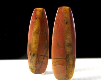 Cherry Creek Jasper Cabochon Earring Pair, Picture Jasper, 30mm