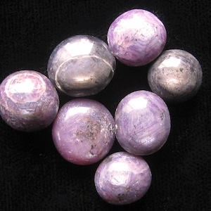 Star Ruby Corundum Cabochons ~ Set of 7 ~ 46 carats total