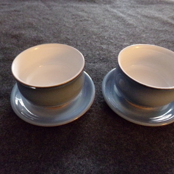 DENBY CASTILE  Vintage  2 Bowls and Saucer Set  PreOwned in Excellent Condition