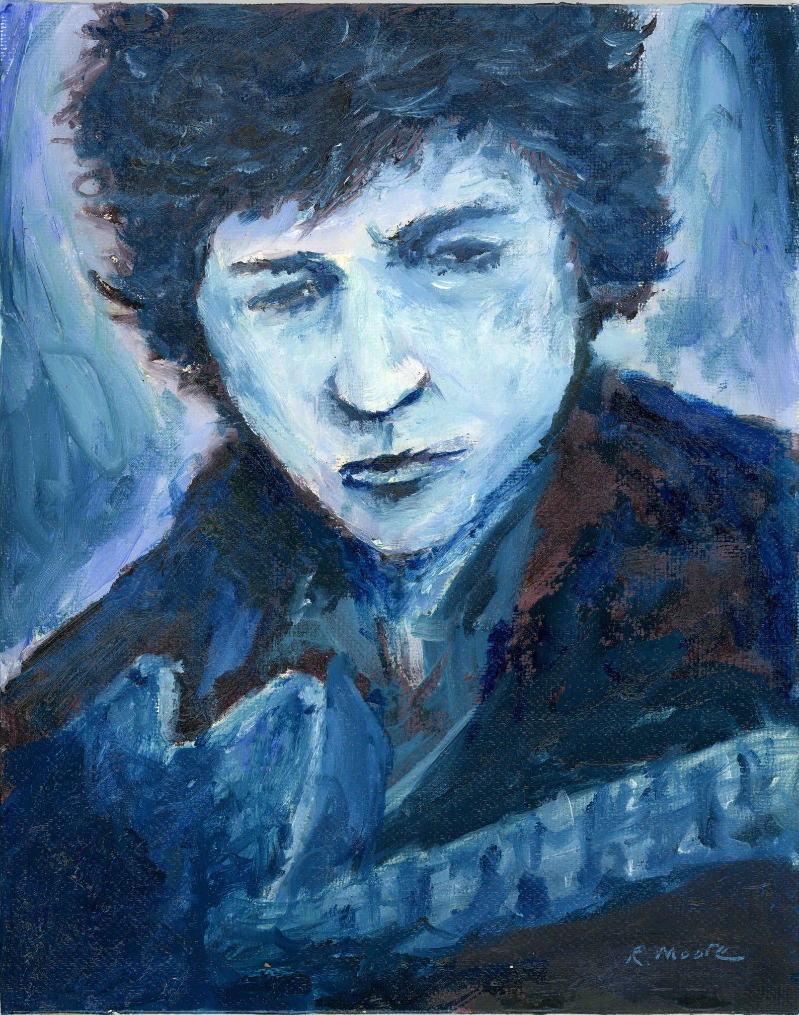 Bob Dylan Original Monochromatic Oil Painting Etsy