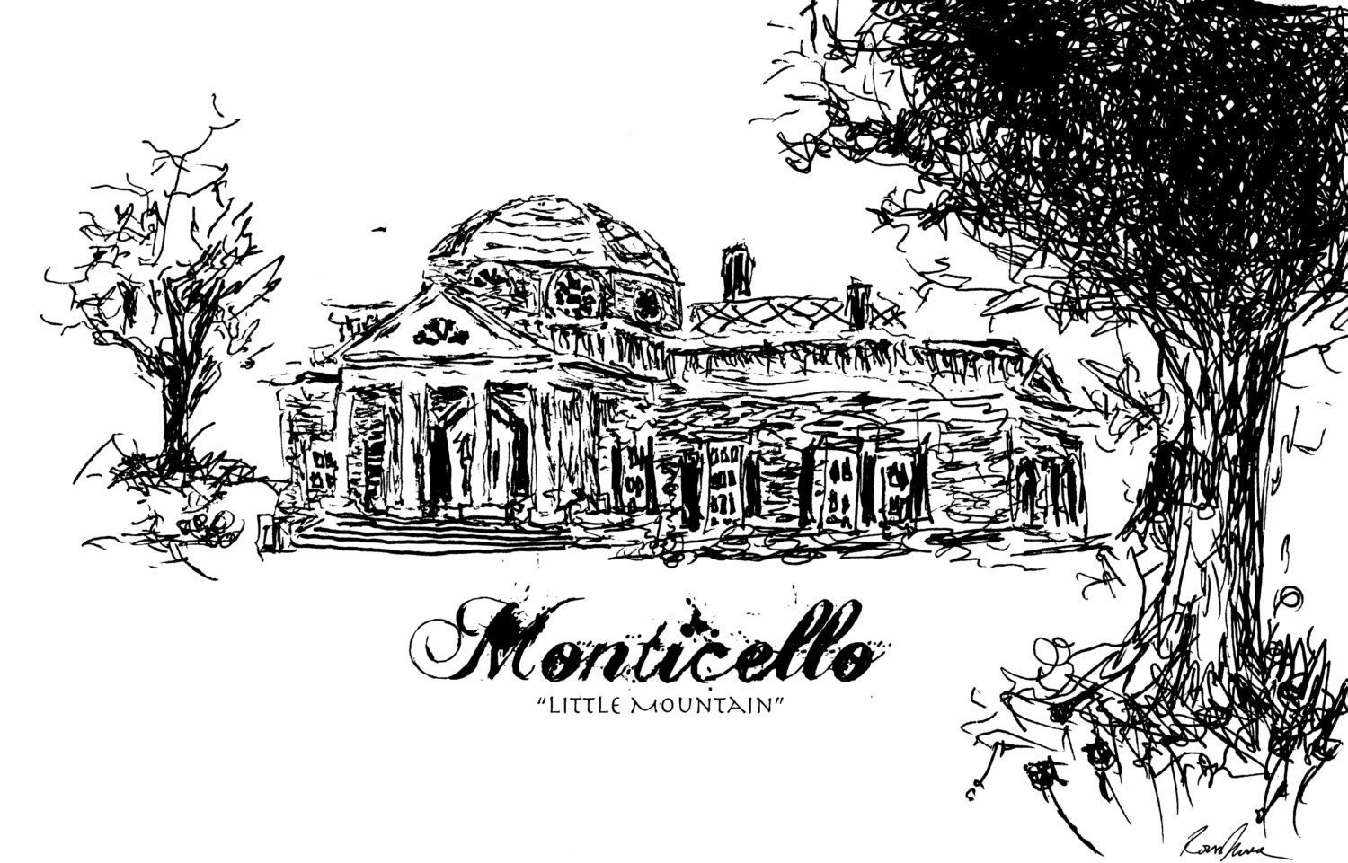 Thomas Jefferson's Monticello Pen and Ink Etsy