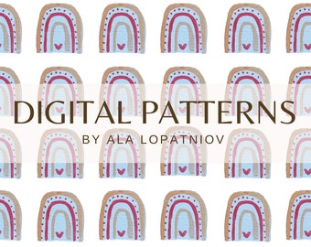 Watercolor Rainbow Pattern, Boho Rainbow Seamless Pattern - Digital Seamless Repeating Pattern File, Scrapbook paper, Digital paper,