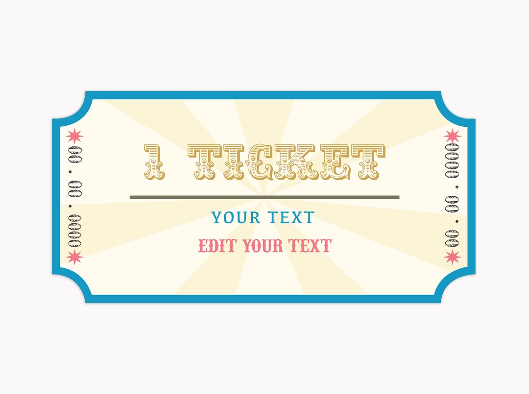 Fun Fair Tickets Tickets Sign Fun Fair Party or Circus Party Edit