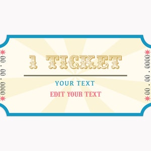 Kirmes Tickets + Tickets Schild - Kirmes Party oder Zirkusparty - Tickets online bearbeiten - PDF, SVG, DXF - Direkter Download