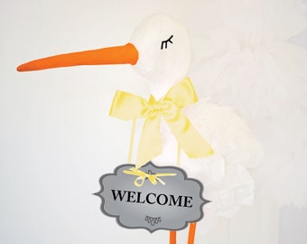 Baby Shower sign and DIY 3D Stork tutorial - WELCOME - Pdf, SVG - Cricut and Silhouette Cameo Cut file
