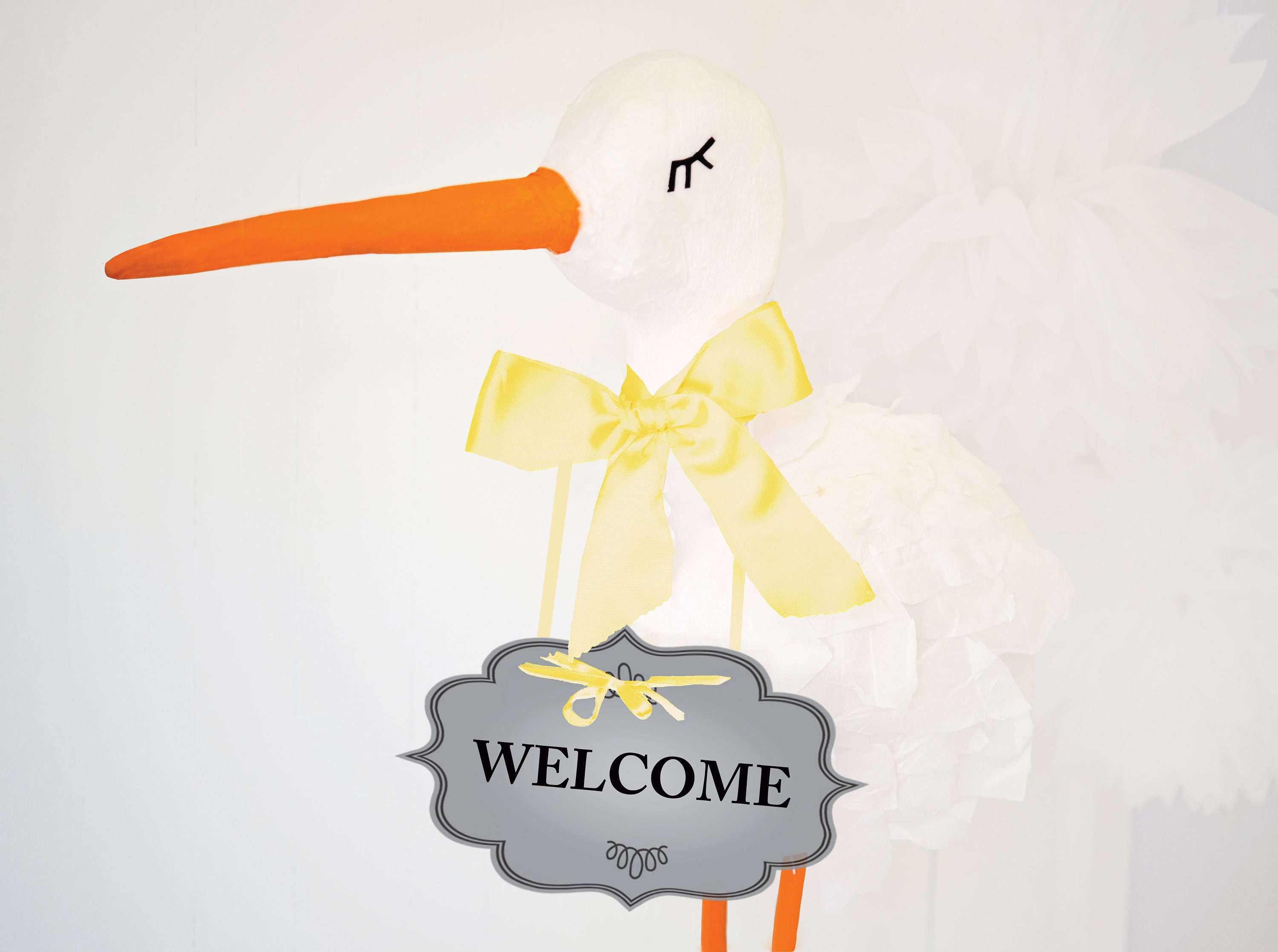 Download Baby Shower Sign And Diy 3d Stork Tutorial Welcome Pdf Etsy