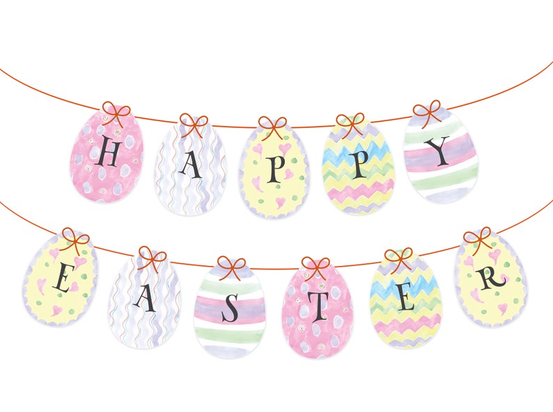 Happy Easter banner Party Bunting Spring garland Direct download imagem 2