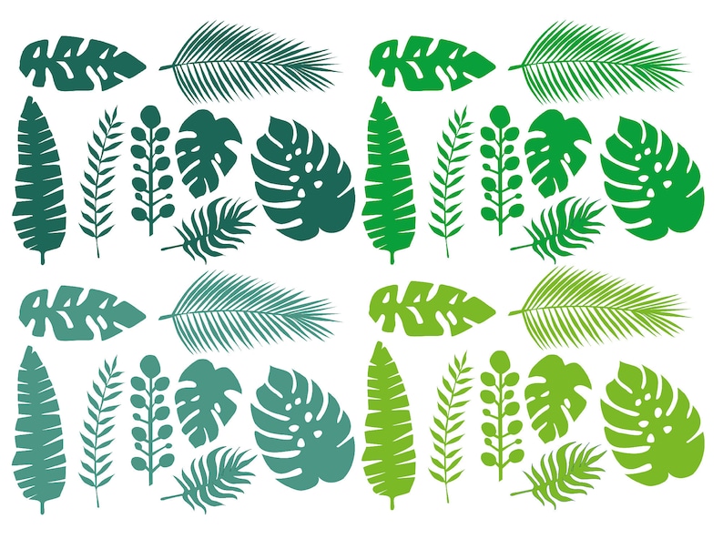 Aloha Tropical Leaves Set Clipart - Party Decoration, Scrapbooking and ...