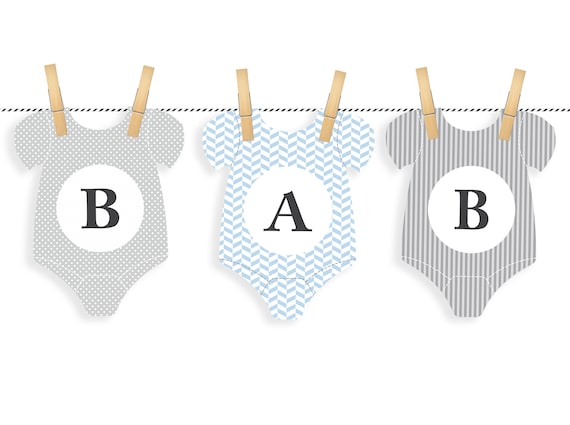 baby shower bunting banner printable blue grey baby etsy hong kong